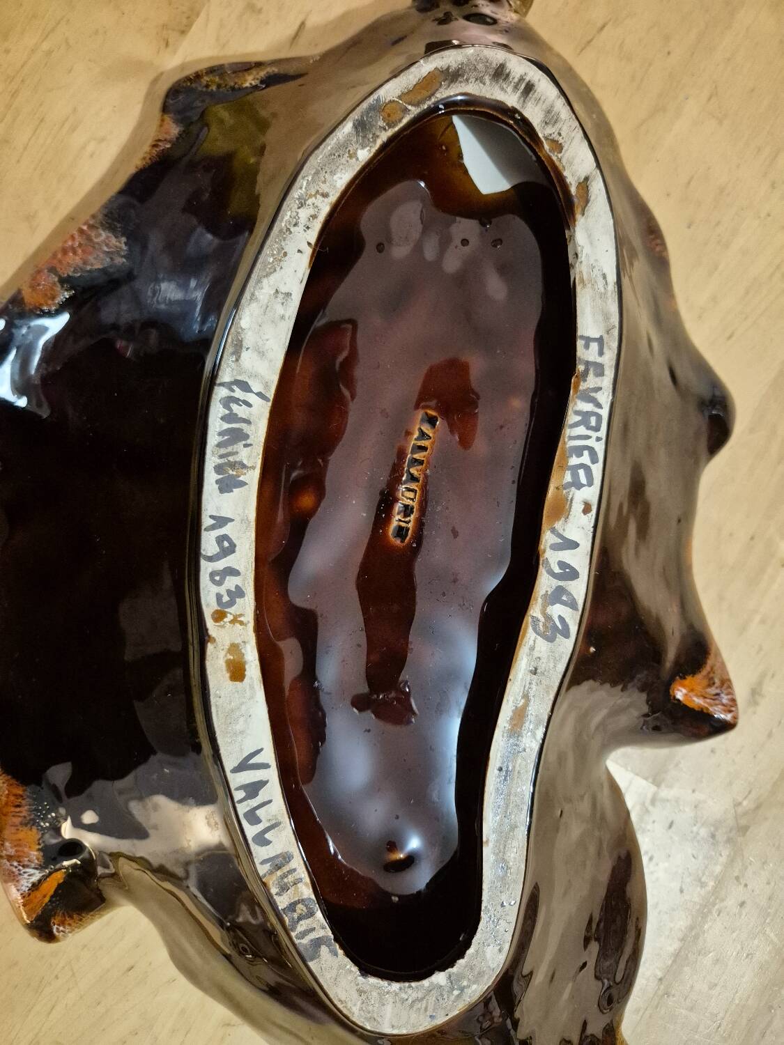 Large "Feuille" dish Vallauris Vintage 1963 - Glazed ceramic 42cm