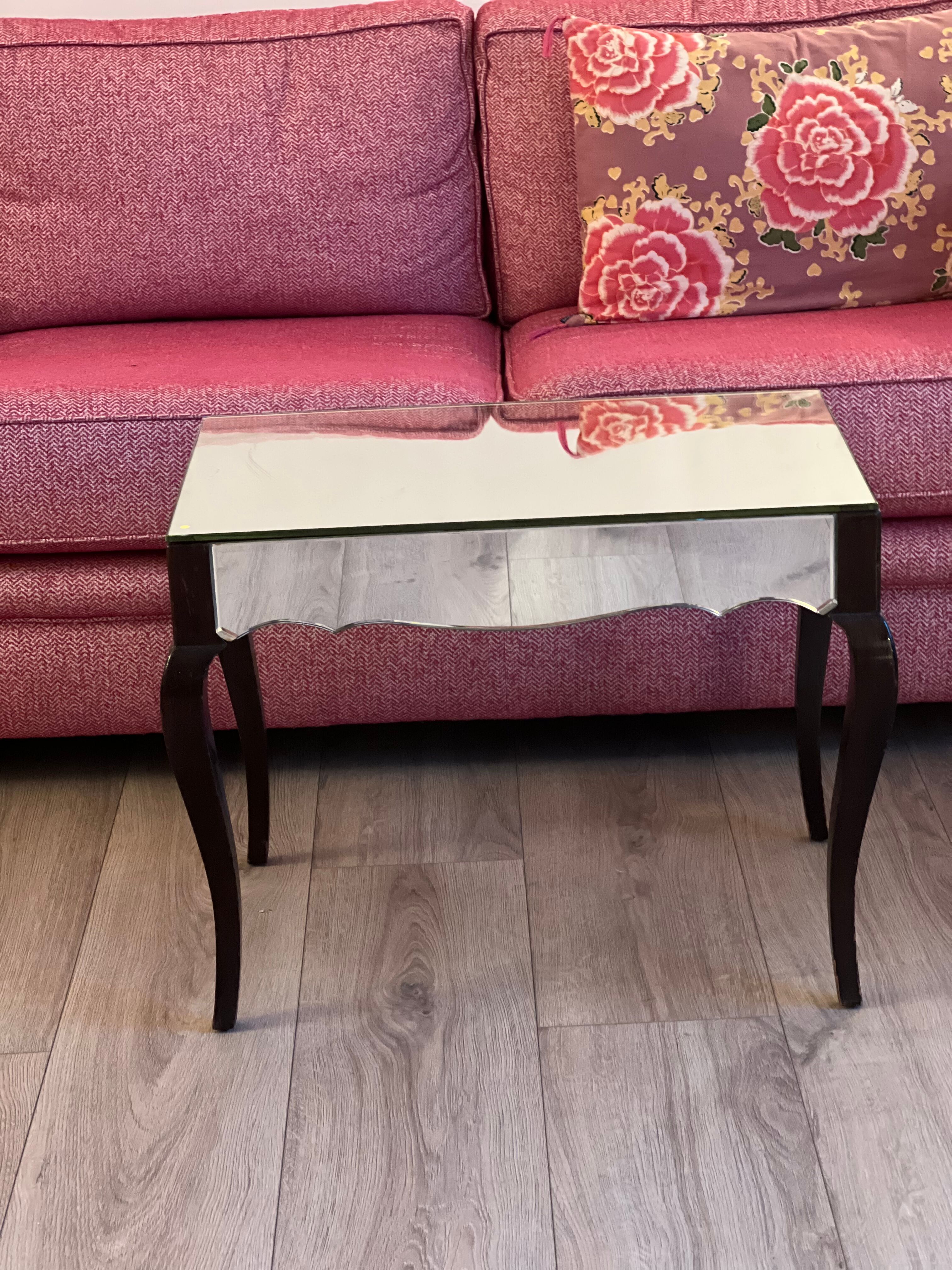 Mirror and wood side table