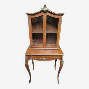 Bonheur du Jour Louis XV in rosewood marquetry decorated in bronze