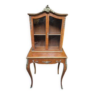 Bonheur du Jour Louis XV in rosewood marquetry decorated in bronze