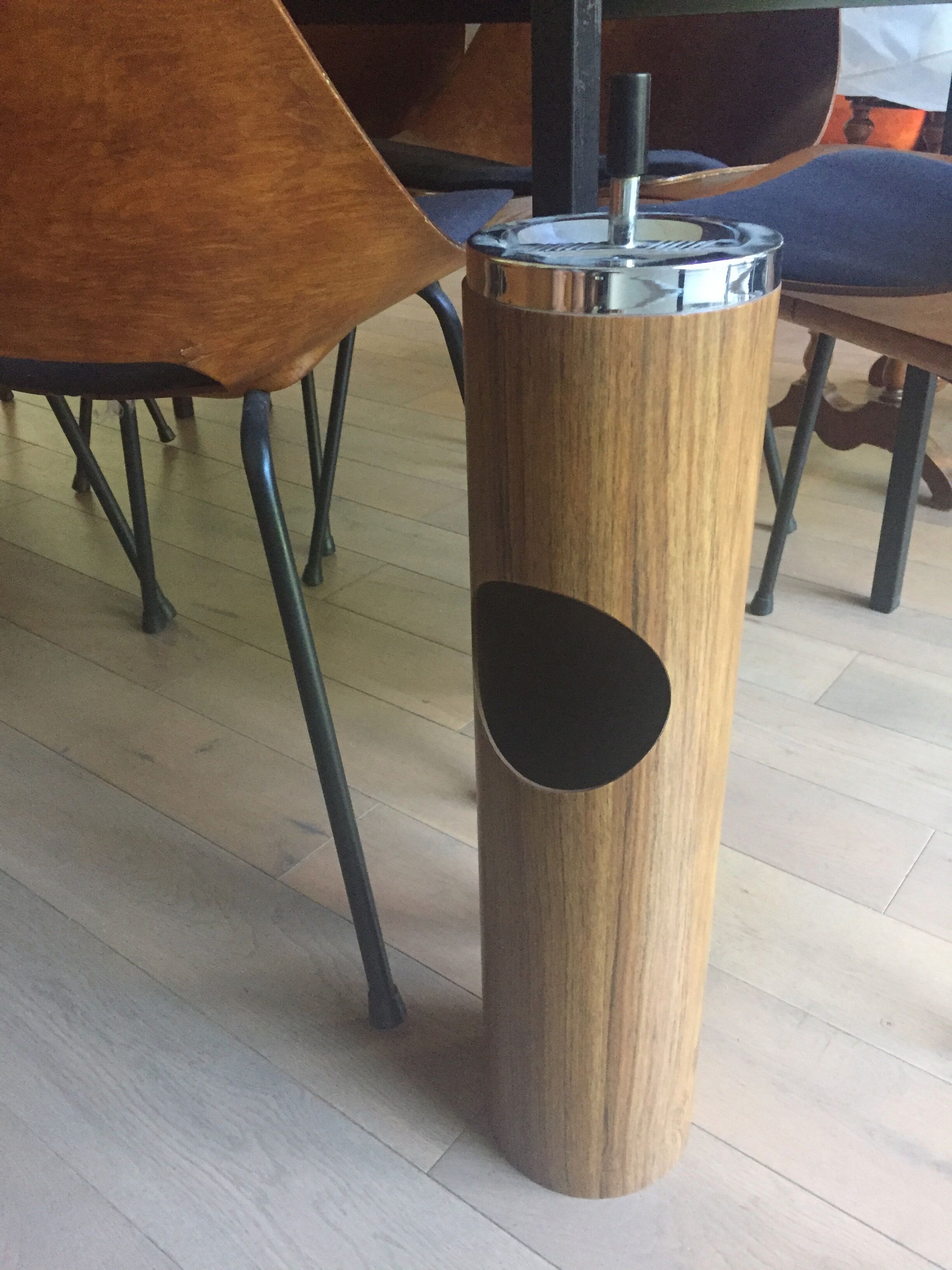 Vintage cylindrical standing ashtray