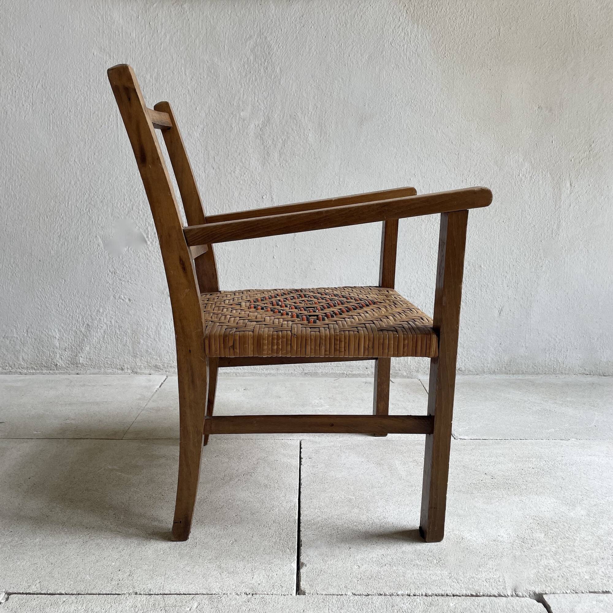 Children's armchair with wicker seat