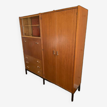 Armoire Secrétaire Bibliothèque scandinave vintage en teck