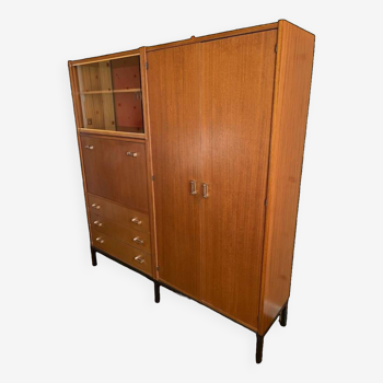 Secretary cabinet Vintage Scandinavian teak bookcase