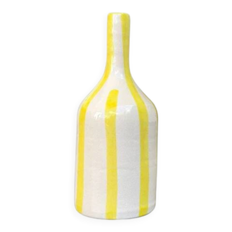 Striped yellow bottle artisan vase