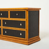 Commode bambou rotin laiton French Riviera 1960