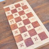 Beech wood chess board, new, with pieces in original box