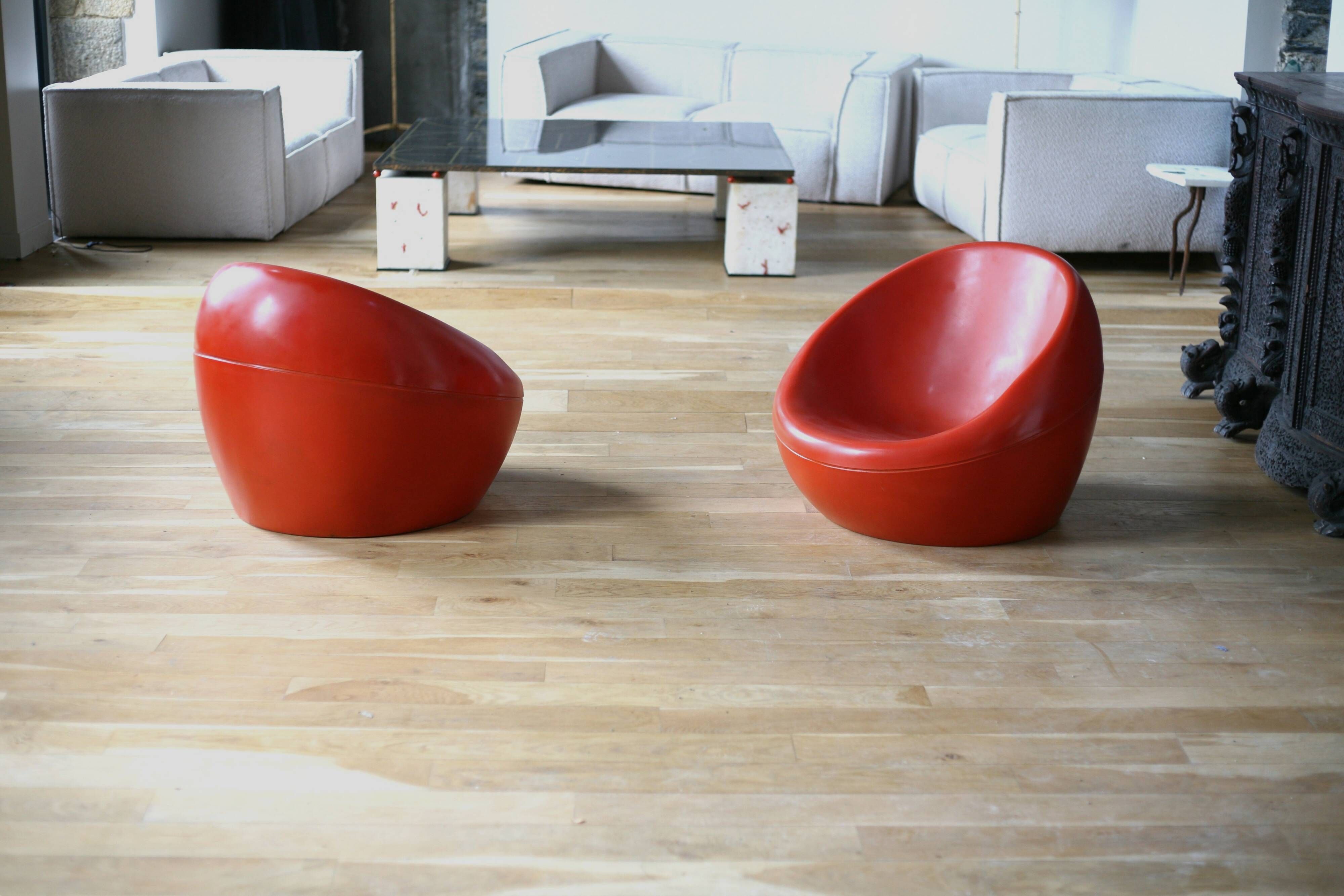 Pair of "space age" armchairs, fibreglass, 1960s
