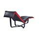 Scandinavian modern black leather and red wool reversible chaise lounge from Westnofa, Norwegian