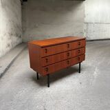 Vintage wood veneer chest of drawers 1960