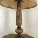 Lampe ancienne pied en pierre d’onyx et laiton 40 cm