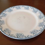 Plat à gâteau en terre de fer Longwy "Marguerites"