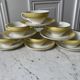 Set of 6 cups and textured yellow sub-cups digoin sarreguemines 50s