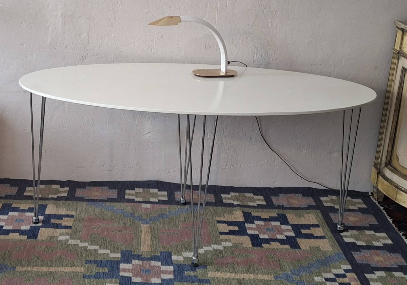 Vintage ellipse shaped dining table, Denmark 1970s