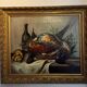 Still life with bottle and game, signed, 20th century