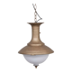 Pair of brass and opaline large pendant lights