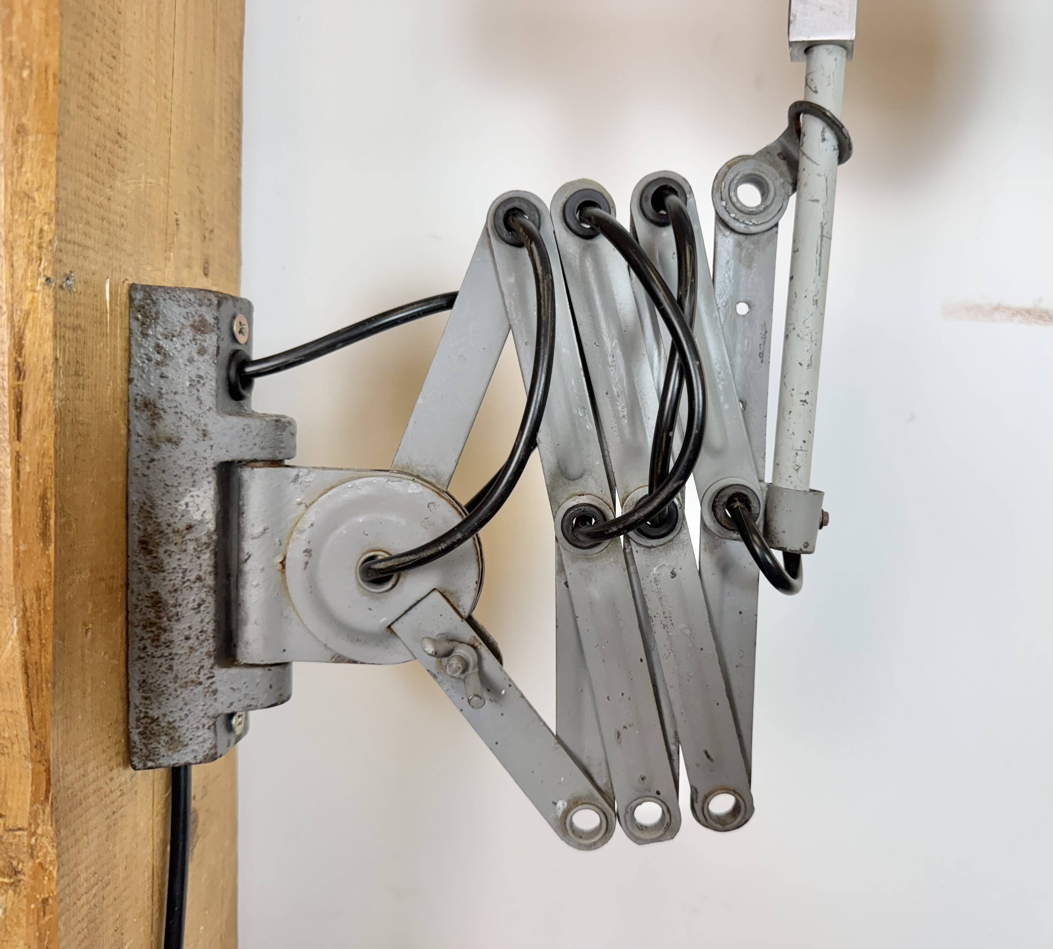 Industrial Grey Scissor Wall Lamp, 1960s