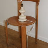 White wood lamp with rope shade