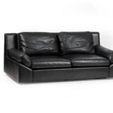 Vintage black leather 2-seater sofa from the 70s by Edelhard Harlis – 180 cm