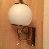 Brass and opal globe wall lamp from the 60s