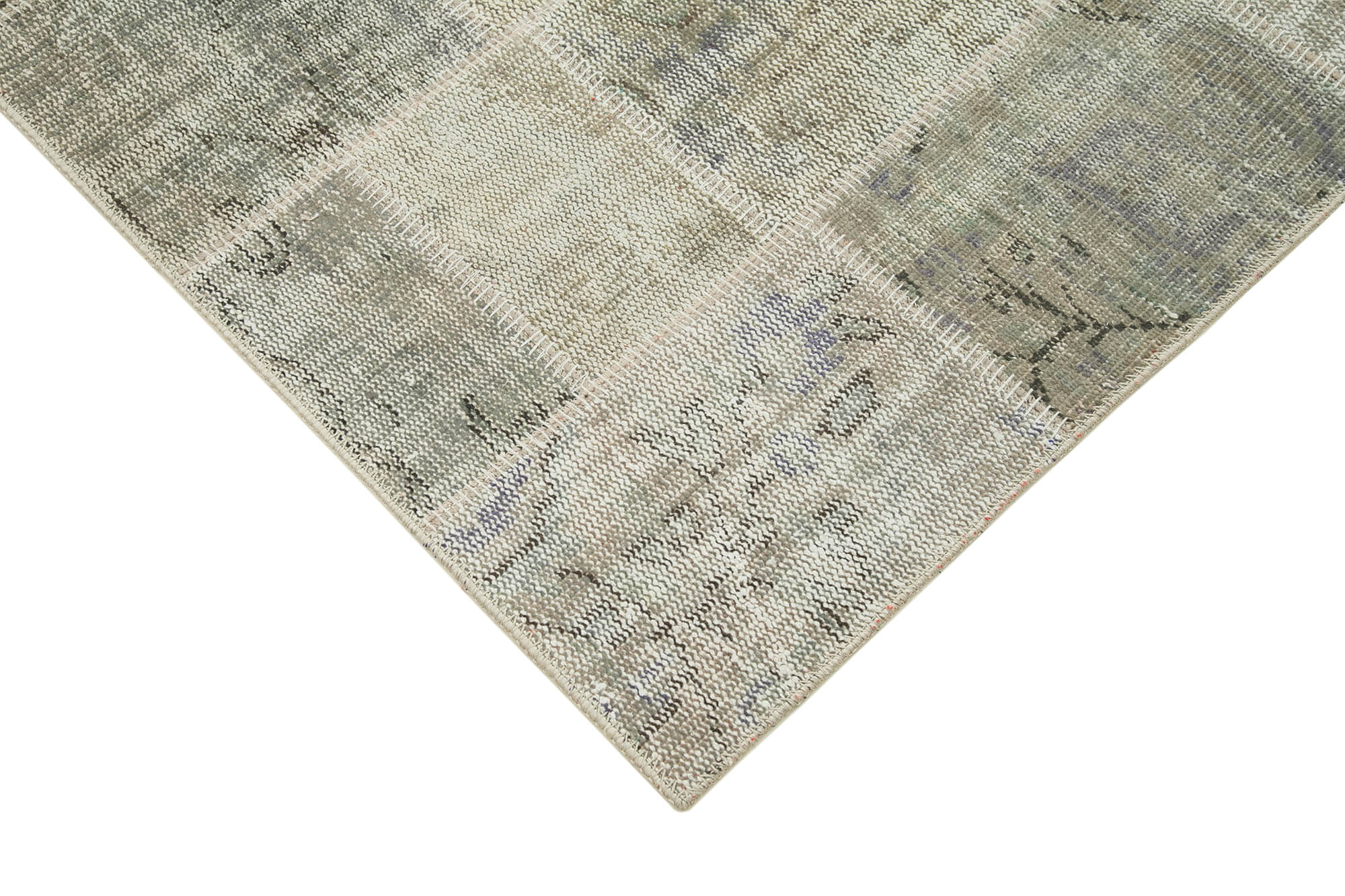 Handwoven Oriental Vintage 172 cm x 236 cm Grey Patchwork Carpet