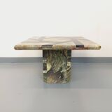 Vintage square marble coffee table with geometric patterns from the 70s