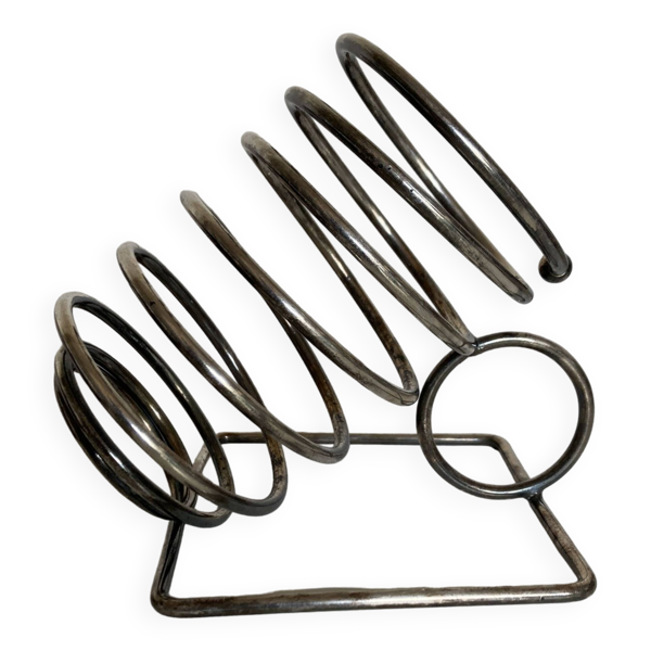 Porte bouteille ressort en métal argenté 1970