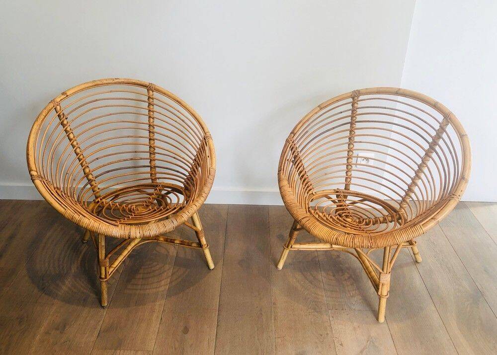 Pair of rattan armchairs
