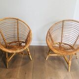 Pair of rattan armchairs