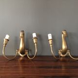 Pair d swans solid brass wall light