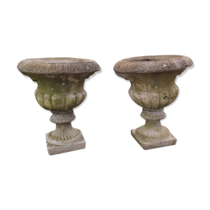 paire de vases en pierres reconstituées années 60