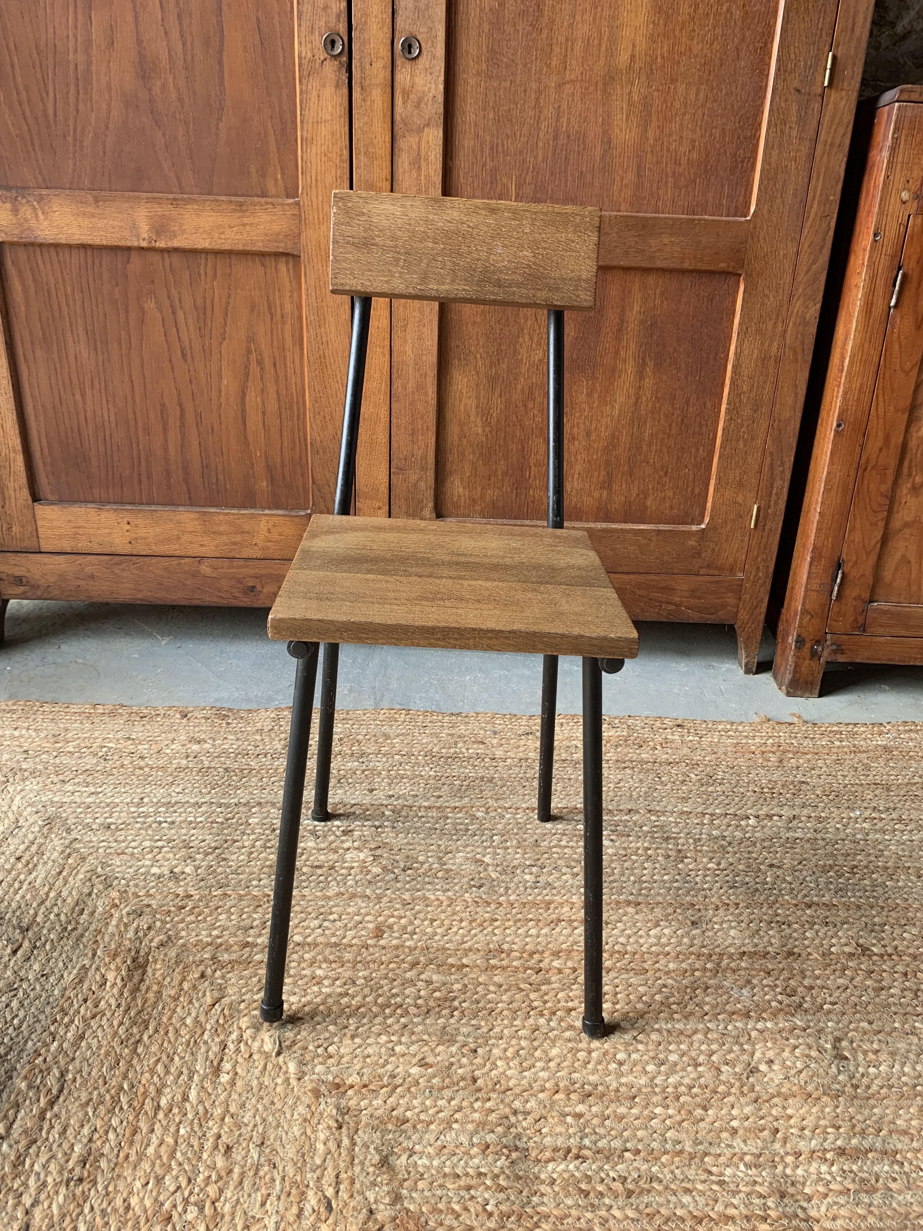 Wooden and metal school chair