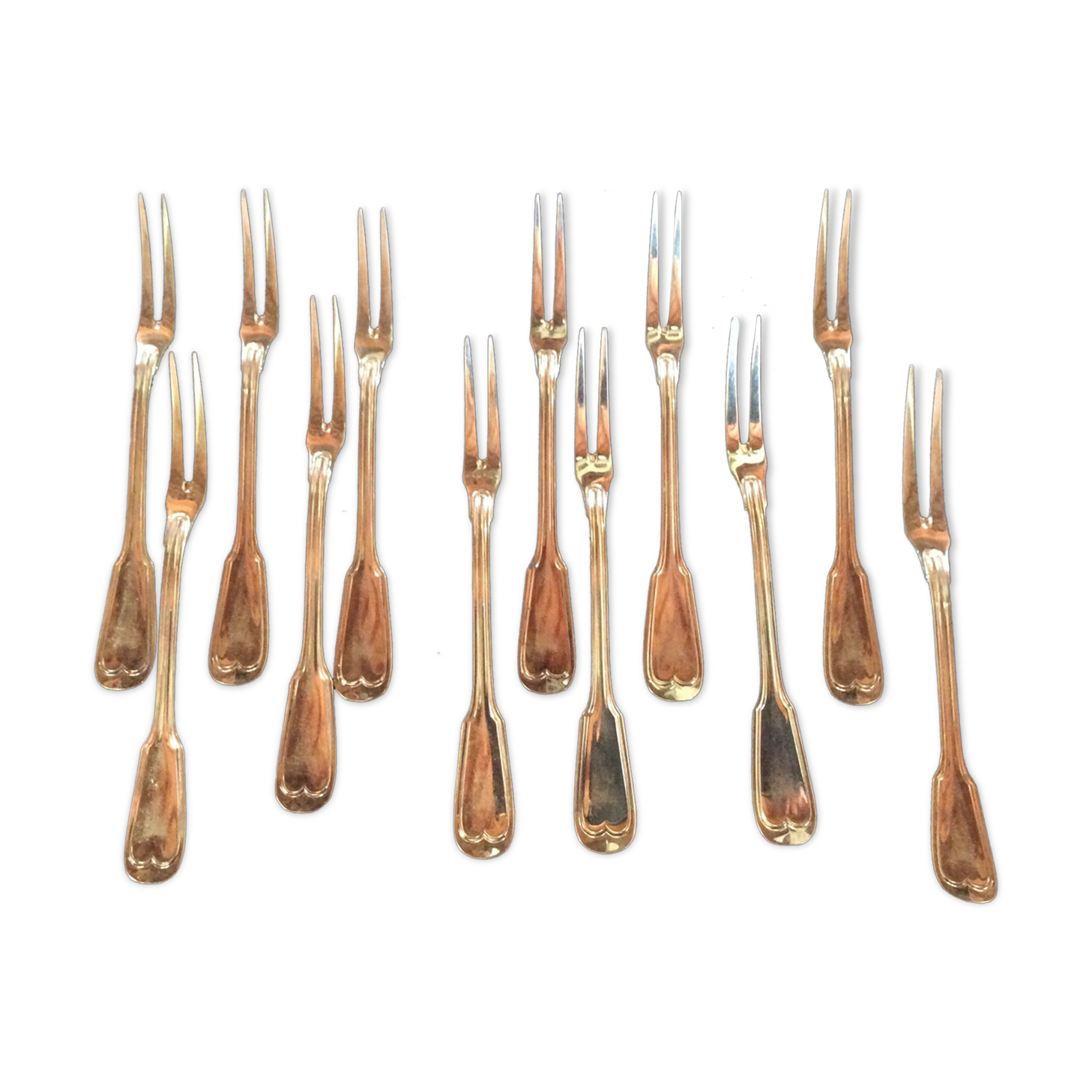 12 snail forks, silver metal