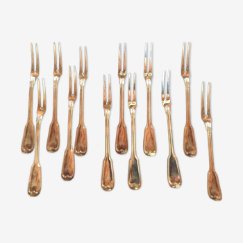 12 snail forks, silver metal