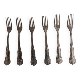 6 fourchettes en métal argenté Ag 800