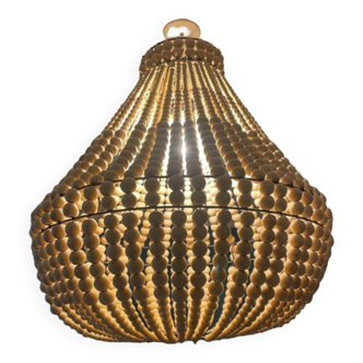 Bali wood bead chandelier