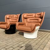 Joe Colombo Elda chair Longhi, Cognac leather in new condition!