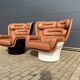 Chaise Joe Colombo Elda Longhi, cuir Cognac à l'état neuf !