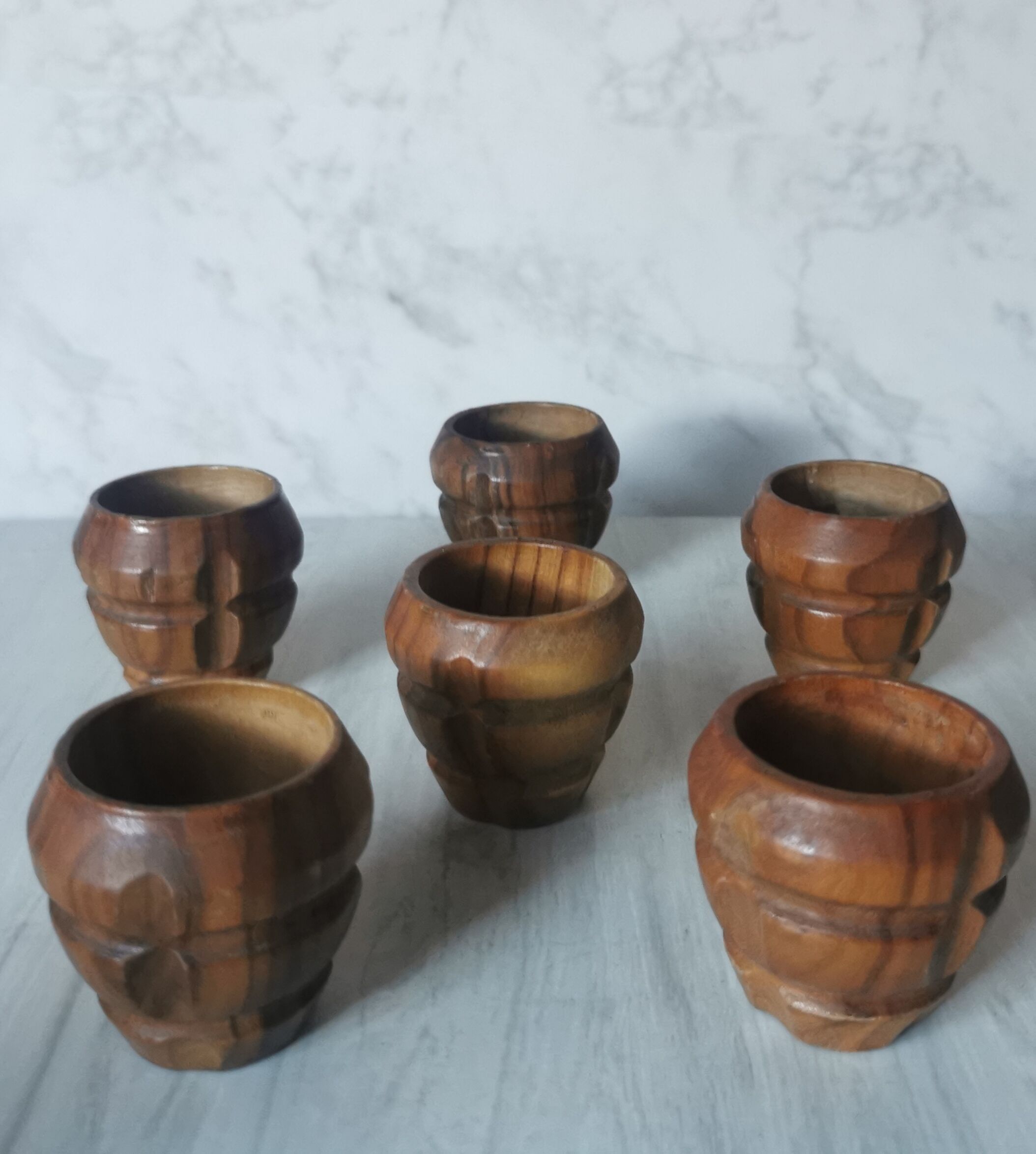Carved wood shells salt and pepper shaker
