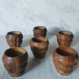 Carved wood shells salt and pepper shaker