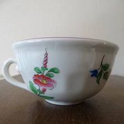 Kg luneville "street lamp" breakfast cup coffee tea earthenware flowers hand-painted - 1