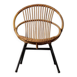 Fauteuil en rotin pieds métal