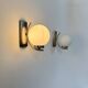 Pair of vintage wall lights, chrome and opaline, France, 1970.