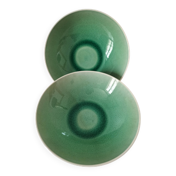 Duo assiettes creuses effet craquelé céladon