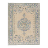Tapis en laine vintage unique en son genre. Tapis turc noué à la main pour décoration de campagne, ferme.