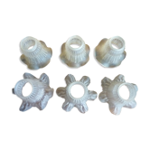 6 old vintage globes tulip shape frosted white glass