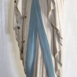 Statue of the holy virgin in hand-painted plaster signed lance 44 cm