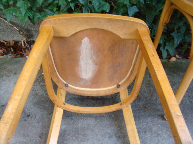 Lot of four old mismatched bistro chairs
