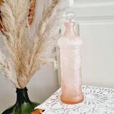 Pink frosted glass bottle, empoli italy