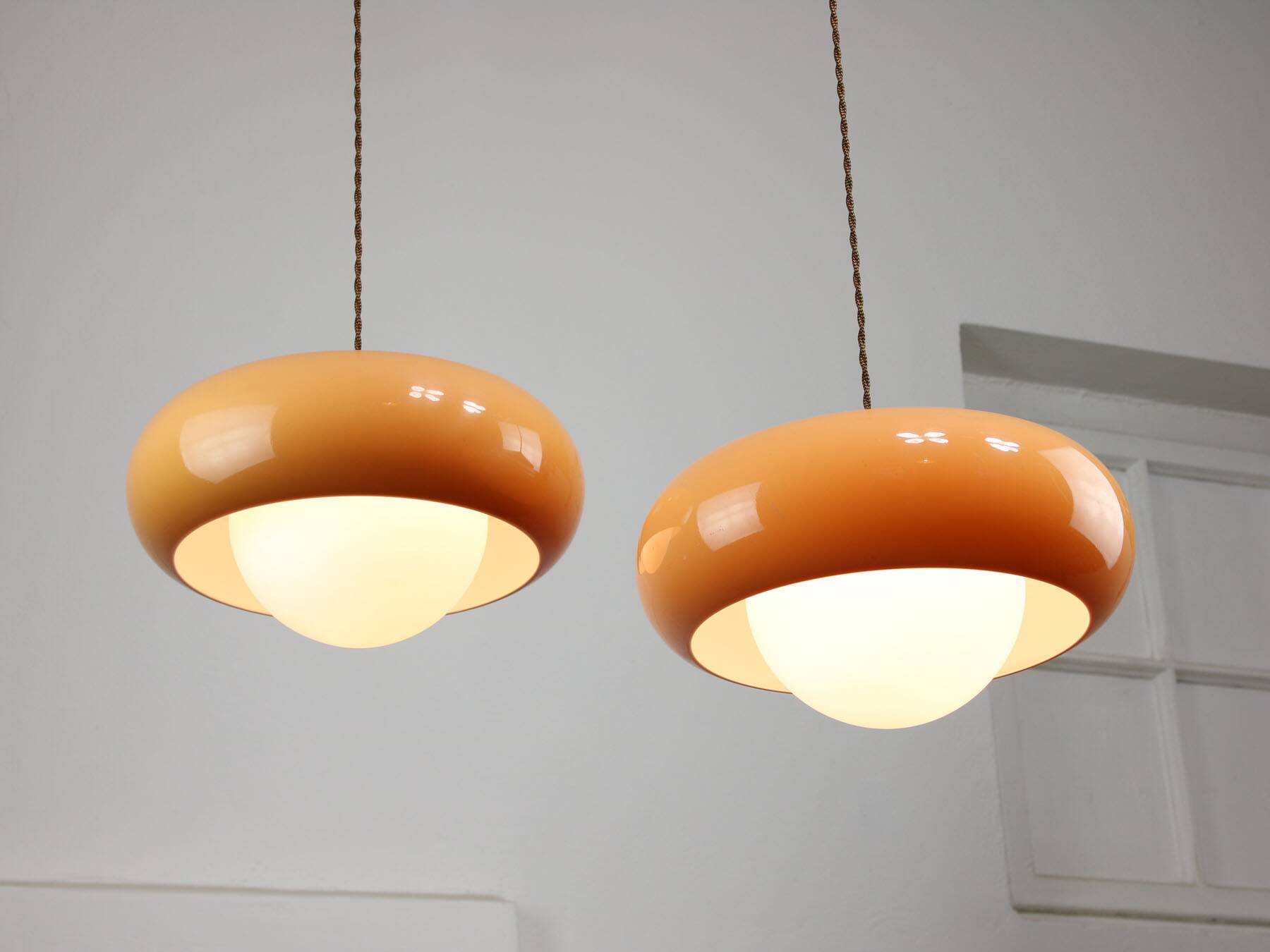Space Age Brown Pendant Lamp from Guzzini, 1960s